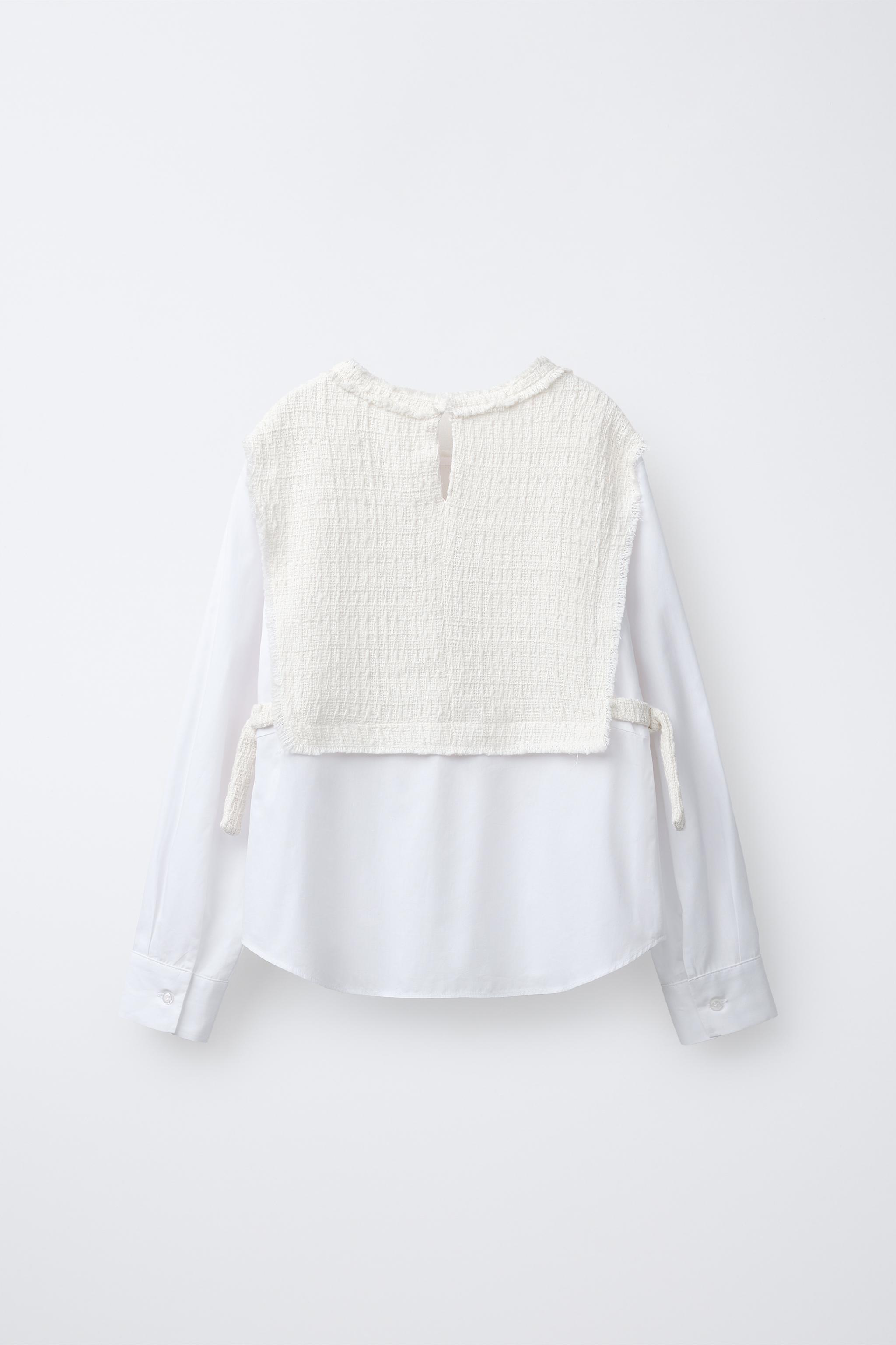 PLAIN SHIRT WITH STRUCTURAL VEST AND BOWS